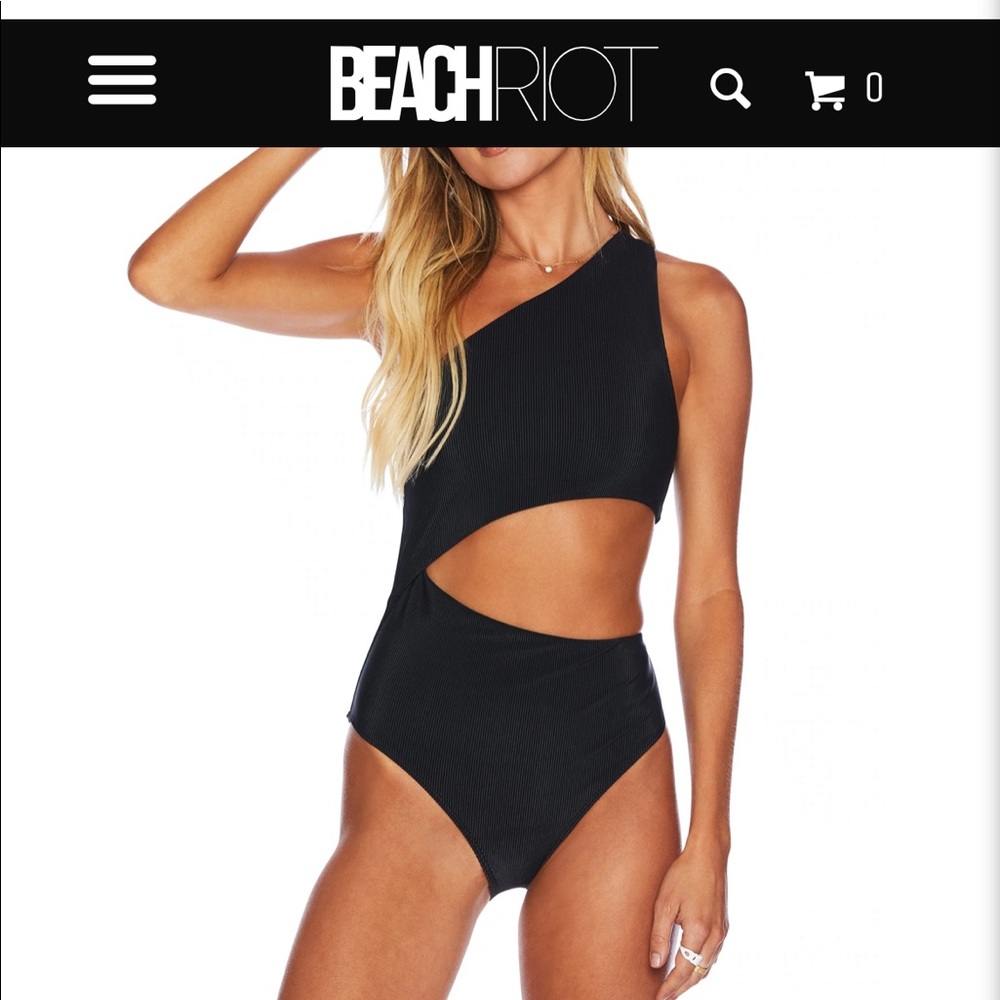 Beach riot black ribbed one piece